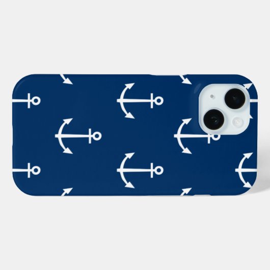 Navy Blue Anchors Pattern 1 Case-Mate iPhone Case (Achterkant (horizontaal))