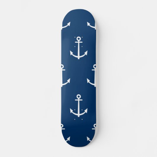 Navy Blue Anchors Pattern 1 Skateboard (Voorkant)