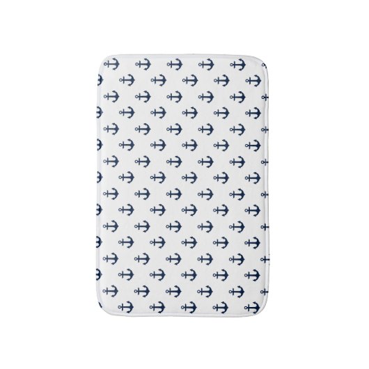 Navy Blue Anchors Pattern Badmat (Voorkant Verticaal)