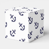 Navy Blue Anchors White Background Pattern Bedankdoosjes (Achterkant)