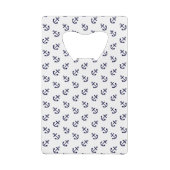 Navy Blue Anchors White Background Pattern Kredietkaart Flessenopener (Achterkant)
