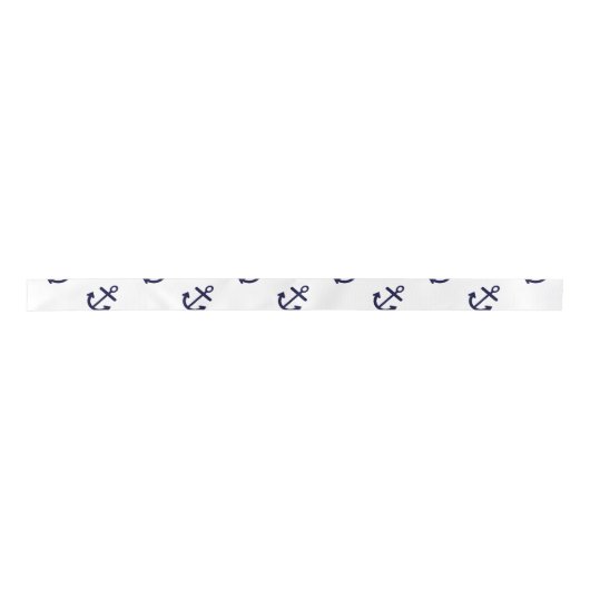 Navy Blue Anchors White Background Pattern Lint (Voorkant)
