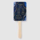 Navy Blue and Gold Agate Wedding Program Handwaaier (Achterkant)