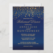Navy Blue and Gold Confetti repesal Dinner Kaart (Voorkant)