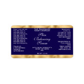 Navy Blue and Gold Cosmetics Dropper Bottle Label  (Voorkant)