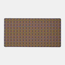Navy Blue and Gold Diamond Pattern Bureaumat