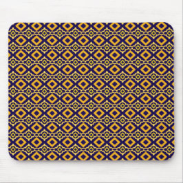 Navy Blue and Gold Diamond Pattern Muismat