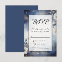 Navy Blue and Gold Floral Wedding 
