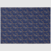 Navy Blue and Gold Merry Christmas Word Art Tissuepapier (Voorkant)