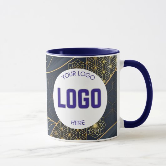 Navy Blue and Gold Modern Boho Custom Logo Mug (Droite)