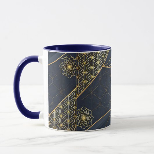 Navy Blue and Gold Modern Boho Custom Logo Mug (Gauche)