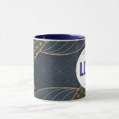 Navy Blue and Gold Modern Boho Custom Logo Mug (Centre)