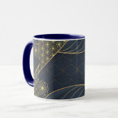 Navy Blue and Gold Modern Boho Custom Logo Mug (Devant gauche)