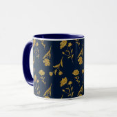 Navy Blue and Gold Modern Boho Custom Logo Mug Mok (Voorkant links)