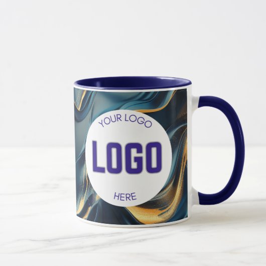 Navy Blue and Gold Modern Boho Custom Logo Mug Mok (Rechts)