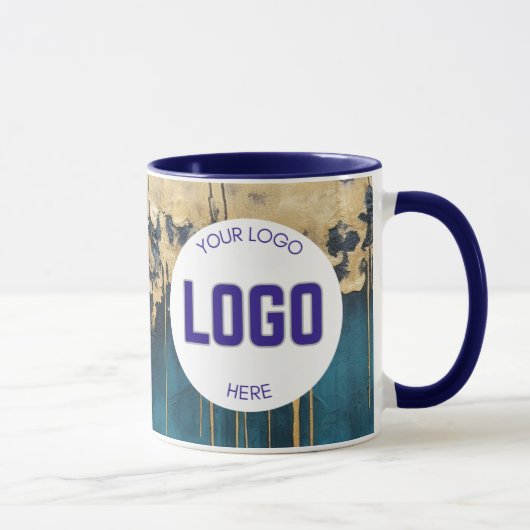 Navy Blue and Gold Modern Boho Custom Logo Mug Mok (Rechts)