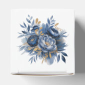Navy Blue and Gold Peony Flower Wedding Bedankdoosjes (Bovenkant)