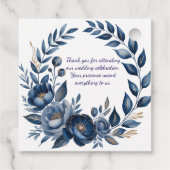 Navy Blue and Gold Peony Flower Wedding Bedankjes Labels (Achterkant)