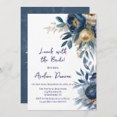Navy Blue and Gold Peony Lunch With The Bride Kaart (Voorkant / Achterkant)