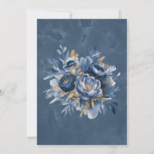 Navy Blue and Gold Peony Wedding Celebration Kaart (Achterkant)