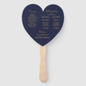 Navy Blue and Gold Script Wedding Program Handwaaier (Achterkant)