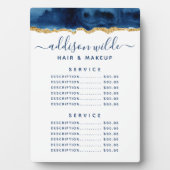 Navy Blue And Gold Watercolor Price Menu Plaque (Devant)