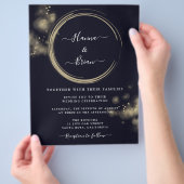 Navy Blue and Gold Wedding Flyer (Hand)