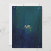 Navy, Blue and Green Enchanting Celestial Wedding Kaart (Achterkant)