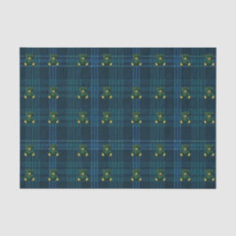 Navy Blue and Green Teddy Tartan Tissue Paper Tissuepapier