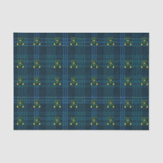 Navy Blue and Green Teddy Tartan Tissue Paper Tissuepapier