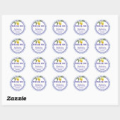 Navy Blue and Lemon bridal shower round sticker (Vel)