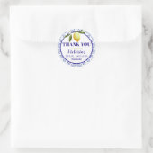 Navy Blue and Lemon bridal shower round sticker (Tas)