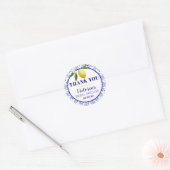 Navy Blue and Lemon bridal shower round sticker (Envelop)