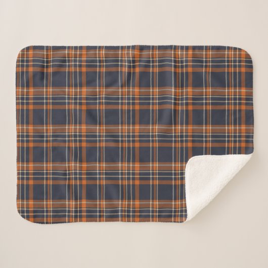 Navy Blue and Orange Plaid (Devant (Horizontal))