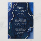 Navy Blue and Silver Agate Marble Wedding Menu (Voorkant)