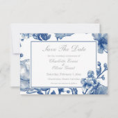 Navy Blue And Silver Wedding Save The Date Card (Voorkant)