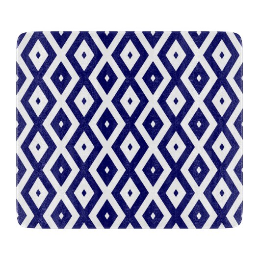 Navy blue and white diamond pattern snijplank (Voorkant)