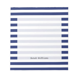 Navy Blue and White Stripe Pattern Notitieblok
