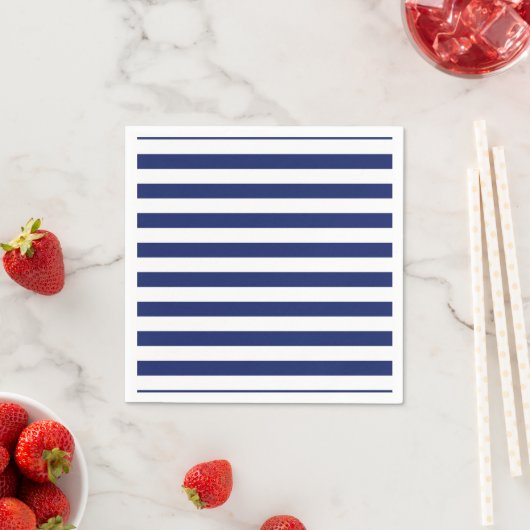 Navy Blue and White Stripe Pattern Servetten (Insitu)