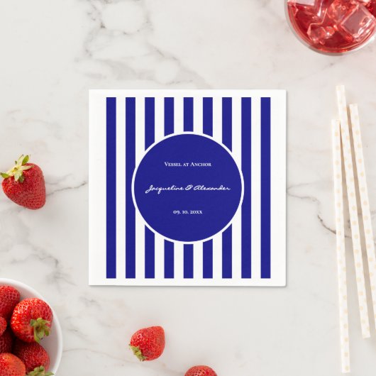 Navy Blue and White Stripes Napkins Servet (Insitu)