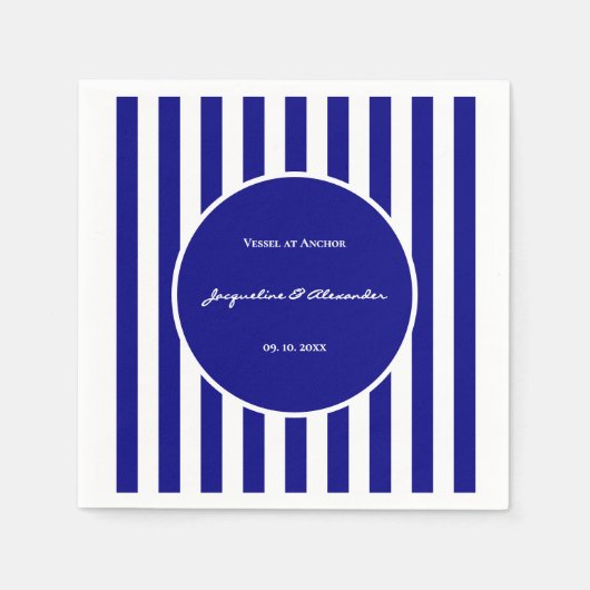 Navy Blue and White Stripes Napkins Servet (Voorkant)