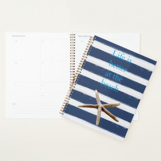 Navy Blue and White Stripes Starfish Planner (Display)