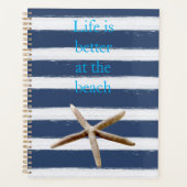 Navy Blue and White Stripes Starfish Planner (Voorkant)