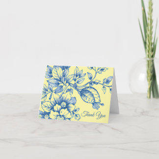 Navy Blue and Yellow Floral Thank You Card Bedankkaart