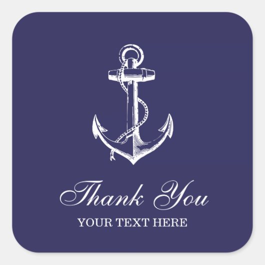 Navy Blue  Anker Dank je wel voor Vierkante Sticker (Voorkant)