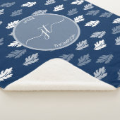 Navy Blue Antiek Leaves Monogram Sherpa Deken (3/4)