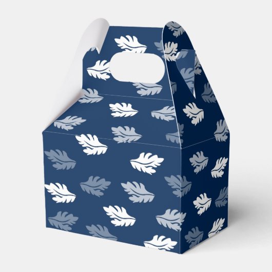 Navy Blue Antiek Leaves Pattern Bedankdoosjes (Achterkant)