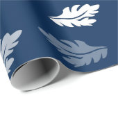 Navy Blue Antiek Leaves Pattern Cadeaupapier (Rol Hoek)