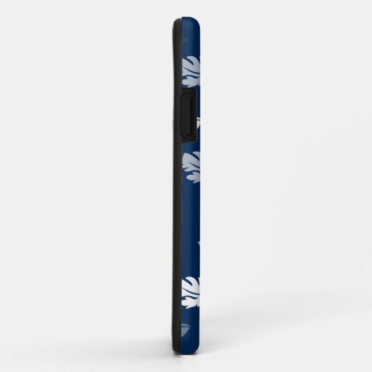 Navy Blue Antiek Leaves Pattern Case-Mate iPhone Case (Achterkant/rechts)