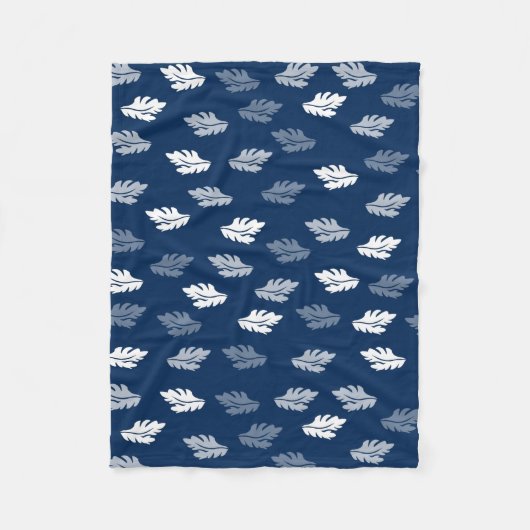Navy Blue Antiek Leaves Pattern Fleece Deken (Voorkant)